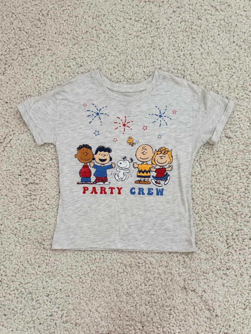 Peanuts Heather Gray 'Party Crew' Short Sleeve Tee - size 7/8 kids